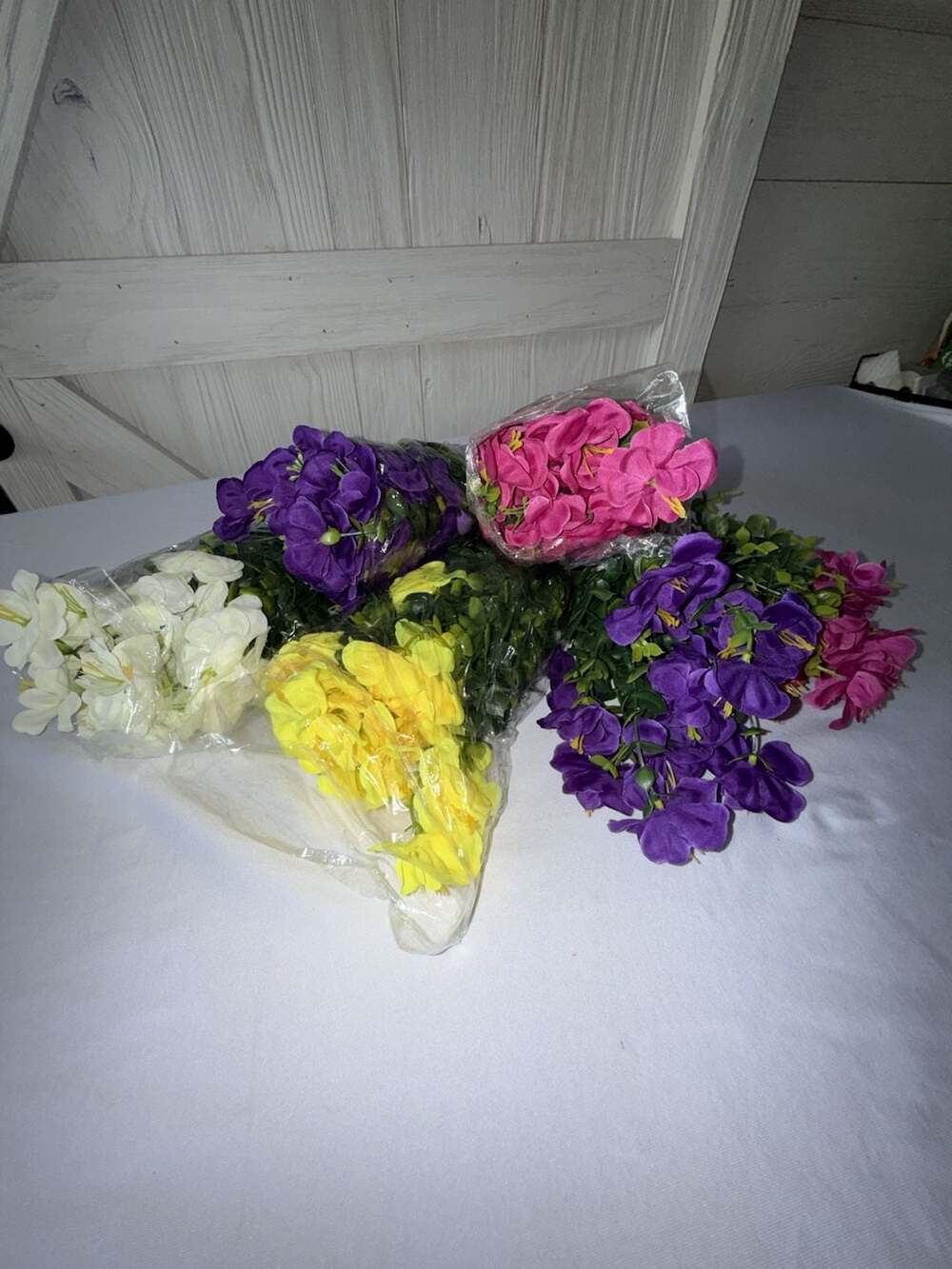 Artificial Silk Flower 4 Bundles of 2 and 2 single Assorted Colors Mixed Artific